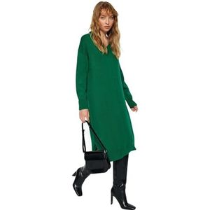 Trendyol FeMan Shift oversized gebreide jurk, smaragd, M, Emerald, M