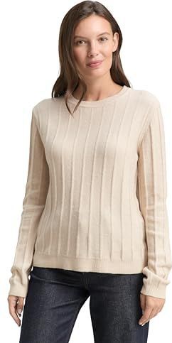 TOM TAILOR - Trui - Sand - Katoen - Lange Mouw - Normale Pasvorm