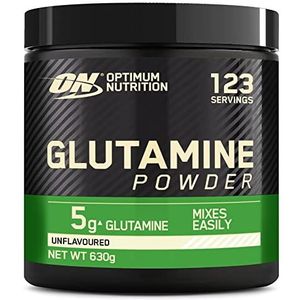 Optimum Nutrition Glutamine poeder, l-Glutamine aminozuur poeder, voedingssupplement Pre en Post Workout Shake, niet gearomatiseerd, 123 porties, 630 g