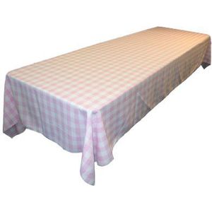 LA Linen Geruit tafelkleed, 60 bij 120-inch, roze, roze/wit, 152,4 x 305 x 0,04 cm
