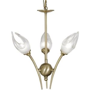 Oaks Lighting Plafondlamp Nima in messing antiek look incl. tulpenvormige schermen van helder/mat glas ketting- of plafondophanging