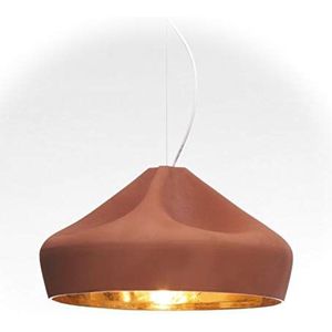 Hanglamp Pleat Box 24 E14 5-8W met keramische kap en email binnen terracotta goud 21 x 21 x 18 cm (A636-178)