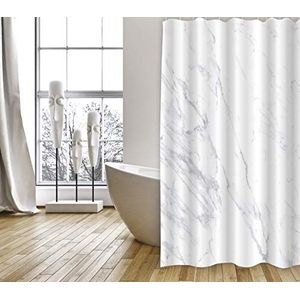 MSV Douchegordijn van polyester, 180 x 200 cm, Toscane, wit, 200 x 180 cm