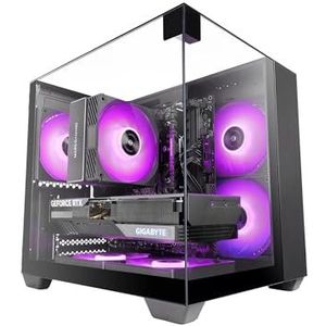 MC-VISIONM - Compact Gaming Behuizing - Zwart - MicroATX - Drievoudig Gehard Glas