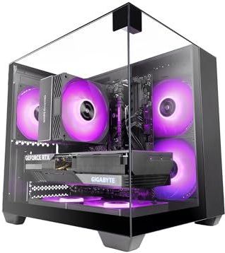 MC-VISIONM - Compact Gaming Behuizing - Zwart - MicroATX - Drievoudig Gehard Glas