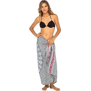 Back From Bali Womens Beach Swimsuit Bikini Cover Up Wrap and Clip Sarong Peacock Gaza Grey
