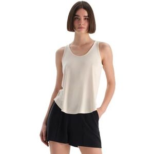 Dagi Ecru Fashion Gebreide Regular Modal Dikke Strap Mouwloze Crew Neck Tanktop, Ecru, M, ecru, M
