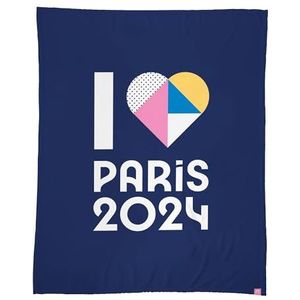 Paris 2024 Olympische Spelen hart plaid | 100% polyester | Öko-Tex | 125 x 150 cm | blauw