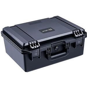 Lykus HC-3820 Waterdichte harde hoes met aanpasbare schuiminzetstuk, binnenmaat 38 x 28 x 16,5 cm, geschikt voor camera, lens, drone, microfoon, zaklamp, projector, elektronica, gereedschap en meer,