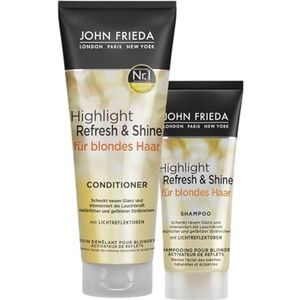 John Frieda - Highlight Refresh & Shine Conditioner Voordeelverpakking - Inhoud: 250 ml + 50 ml shampoo reisformaat - Nieuwe glans en intensieve helderheid voor blond haar & highlights