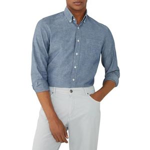 Hackett London Chambray Hemd voor heren, Blauw (Indigo blauw), S