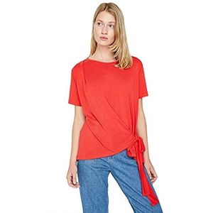 Koton Dames Band Om Knoop T-Shirt, Rood (401), L