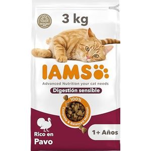 IAMS Gevoelige spijsvertering kattenvoer droog met kalkoen - droogvoer voor katten met gevoelige magen vanaf 1 jaar, 3 kg