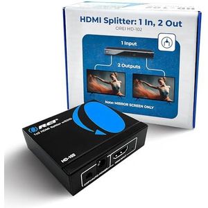 OREI HDMI-splitter 1 in 2 uit - 1x2 HDMI-scherm duplicaat/spiegel - Actieve splitter Full HD 1080P, 4K @ 30 Hz (één ingang naar twee uitgangen) - USB-kabel inbegrepen - 1 bron naar 2 identieke beeldschermen