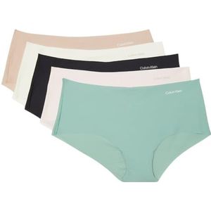 Calvin Klein Dames HIPSTER 5PK 000QD3557E Hipster, Khaki (Charming Groen/NYMPHS DIGH/ZWART/I), XS, Khaki (Charming Groen/Nimfen Dij/Zwart/I), XS