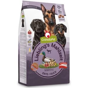 GranataPet Lieblings's Maaltijd Eend Sensitive Droogvoer voor honden, zonder granen en suiker, volledig voer, 1,8 kg
