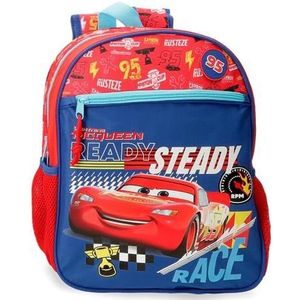 Disney Joumma Cars Lets Race rugzak, schoolrugzak van polyester, tassen en vakken, brede en verstelbare schouderbanden, Rood, rugzak 33