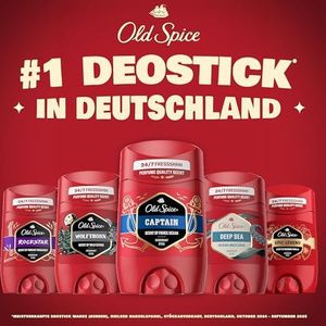 Old Spice Captain Deostick voor mannen, 85 ml, 24/7 frish bij dagelijks gebruik, langdurige geur in parfumkwaliteit, bescherming tegen geuren, zonder aluminiumzouten, onzichtbaar op zwart en wit