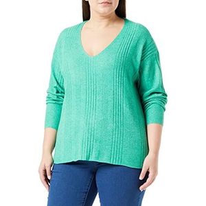 VERO MODA CURVE Dames VMINNIE LS V-hals pullover GA Boo Curve gebreide trui, Bright Green/Detail: Melange, S-42/44, Helder groen/detail: gemêleerd, 42/44