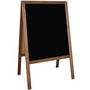 FENIKS Klantenstopper reclamestandaard 100 x 60 cm, standaard met houten krijtbord, platte tafel met houten lijst, bruin