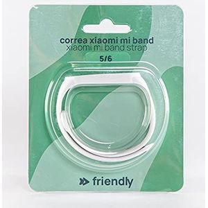 Friendly License - Mi Band armband - compatibel met Xiaomi en Amazfit - gemaakt van robuuste siliconen - wit - in lengte verstelbaar 14-21,5 cm - reservearmband