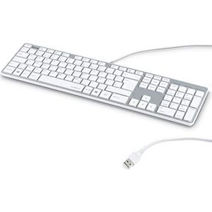 Hama PC toetsenbord, bekabeld (USB, geluidsarm, ultra slim design, business, computertoetsenbord met kabel, Duitse lay-out QWERTZ) bedraad toetsenbord, wit zilver