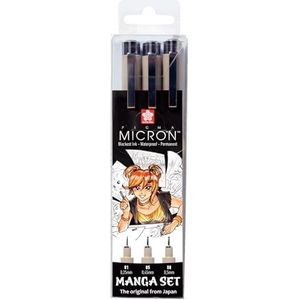 SAKURA Pigma Micron fineliner set Manga Collection | 3 maten, zwart (POXSDKMAN3)