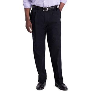 Haggar Men's Iron Free Premium Khaki Classic Fit Pleat Front Expandable Waist Casual Pant