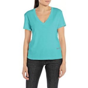 Replay Dames Oversize T-shirt met korte mouwen Pure Logo Collectie, 337 Amalfi Green, XXS