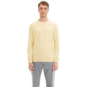 TOM TAILOR Basic gebreide trui met ronde hals heren, 31084-licht zachtgeel gemêleerd, XS
