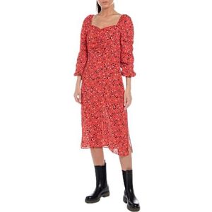 Replay Dames W9024 jurk, 010 rood/roze/zwart, S, 010 Rood/Roze/Zwart, S