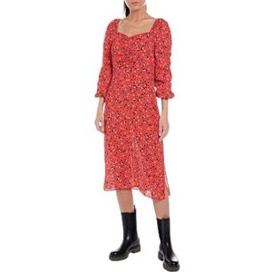 Replay Dames W9024 jurk, 010 rood/roze/zwart, XL, 010 Rood/Roze/Zwart, XL