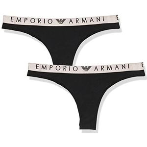 Emporio Armani Dames 2-pack Braziliaanse brief, zwart, XL