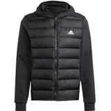 adidas Heren Essentials Hybrid Hooded Donsjack, Zwart, Zwart, M