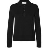 Selected - Thea - Lange Mouw Poloshirt - Gebreide Trui - Regular Fit - 100% Merinowol