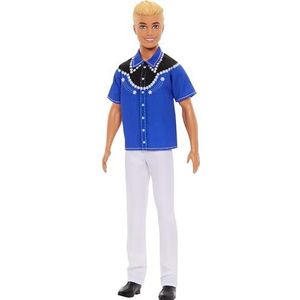 Barbie Fashionistas Ken Pop 226, in cowboyshirt, broek en laarzen (kunnen aan en uit), blonde modepop, 65ste verjaardag, verzamelobject, HRH25