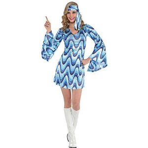 amscan 847827-55 Volwassenen Nieuwe Disco Lady Fancy Dress 60s 70s Kostuum (UK Dress 10-12)