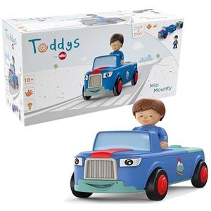 Toddys by siku 0103, Mio Mounty, 3-delig voertuig, combineerbaar, inclusief beweegbaar speelgoedfiguur, hoogwaardige vliegwielmotor, blauw/turquoise, vanaf 12 maanden