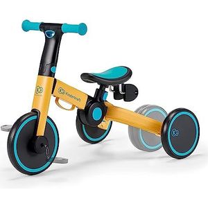 Kinderkraft loopfietsje 4TRIKE, leerfiets, kinderfiets, loopfiets, fiets zonder pedalen, driewieler, van aluminium, modern ontwerp, veilige constructie, geel