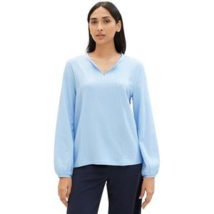 TOM TAILOR T-shirt met lange mouwen voor dames, 34913 - Blauw Wit Dunne Streep, XXS