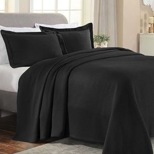 Superior Katoenen Sprei, Zwart, Twin