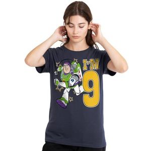 mandarin creative ltd Toy Story Birthday Buzz I'm 9 dames T-shirt, diep marineblauw, X-Large, Diepe marine, XL