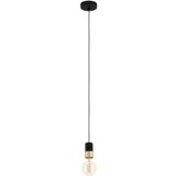 EGLO Hanglamp Calari, pendellamp eettafel in vintage design, lamp hangend voor woonkamer en eetkamer, eettafellamp van metaal in zwart en messing, E27 fitting