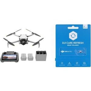 DJI Mini 4 Pro Fly More Combo met DJI RC 2 (scherm-afstandsbediening), met 4K-camera, minder dan 249 g, 34 min vliegtijd, 2 extra batterijen,C0 & Card DJI Care Refresh 2-Year Plan (DJI Mini 4 Pro)