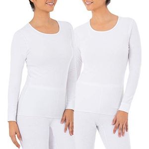 Fruit of the Loom Micro Wafel Thermal Crew Top Pyjama voor dames, Wit/Wit, M