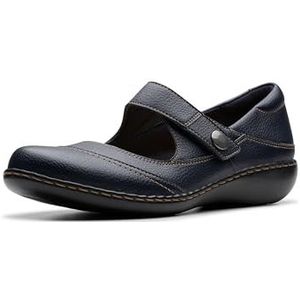 Clarks Ashland Elayne Mary Jane Flat voor dames, Navy tuimelde, 43 EU