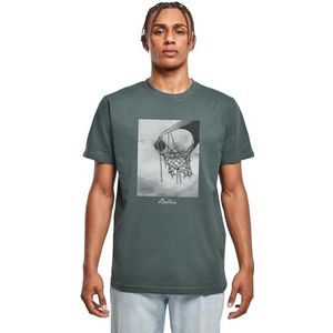 Mister Tee Heren T-shirt Ballin 2.0 Tee, T-shirt met fotoprint voor mannen, regular fit, streetwear, groen (bottle green), S