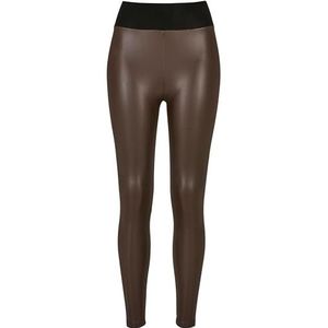 Urban Classics Dameslegging voor dames, imitatieleer, hoge taille, sportbroek voor vrouwen met brede tailleband, verkrijgbaar in 4 kleurvarianten, maten XS - 5XL, bruin, 3XL