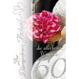 Perleberg Diamantbruiloftskaart met bloemenmotief - Basic Classic Collection - kaart voor diamanten bruiloft in premium kwaliteit - liefdevol cadeau voor bruiloft met envelop - 11,6 x 16,6 cm