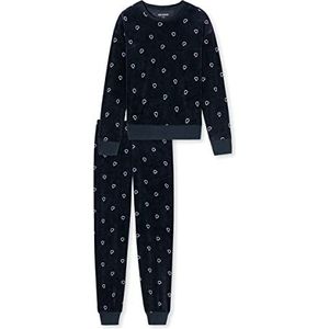 Schiesser Meisjespyjama lang – eenhoorn, sterren, stippen, bosmotieven en heksen – organisch katoenen pyjamaset, Indigo I, 152 cm